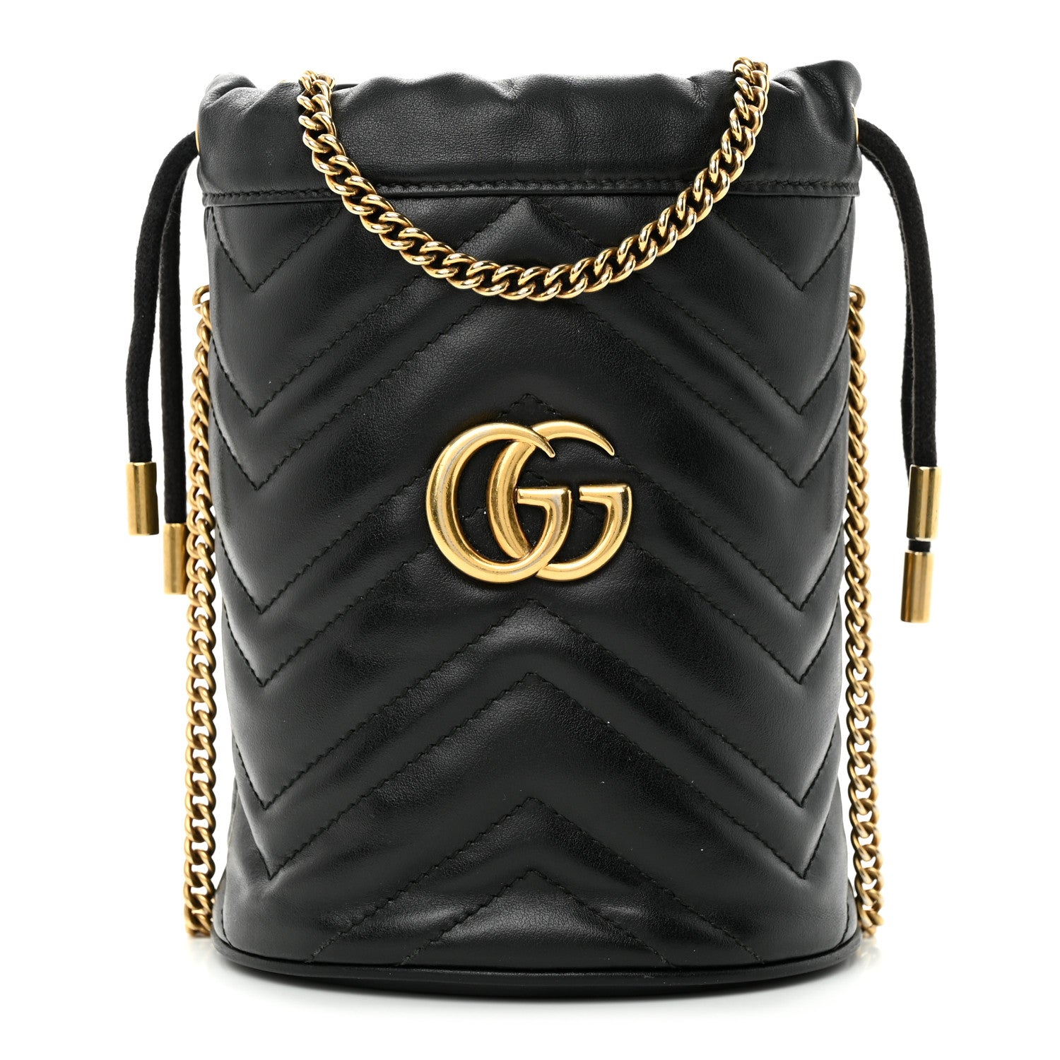 Gucci Calfskin Matelasse Mini GG Marmont 2.0 Bucket Bag Black 1 of 14