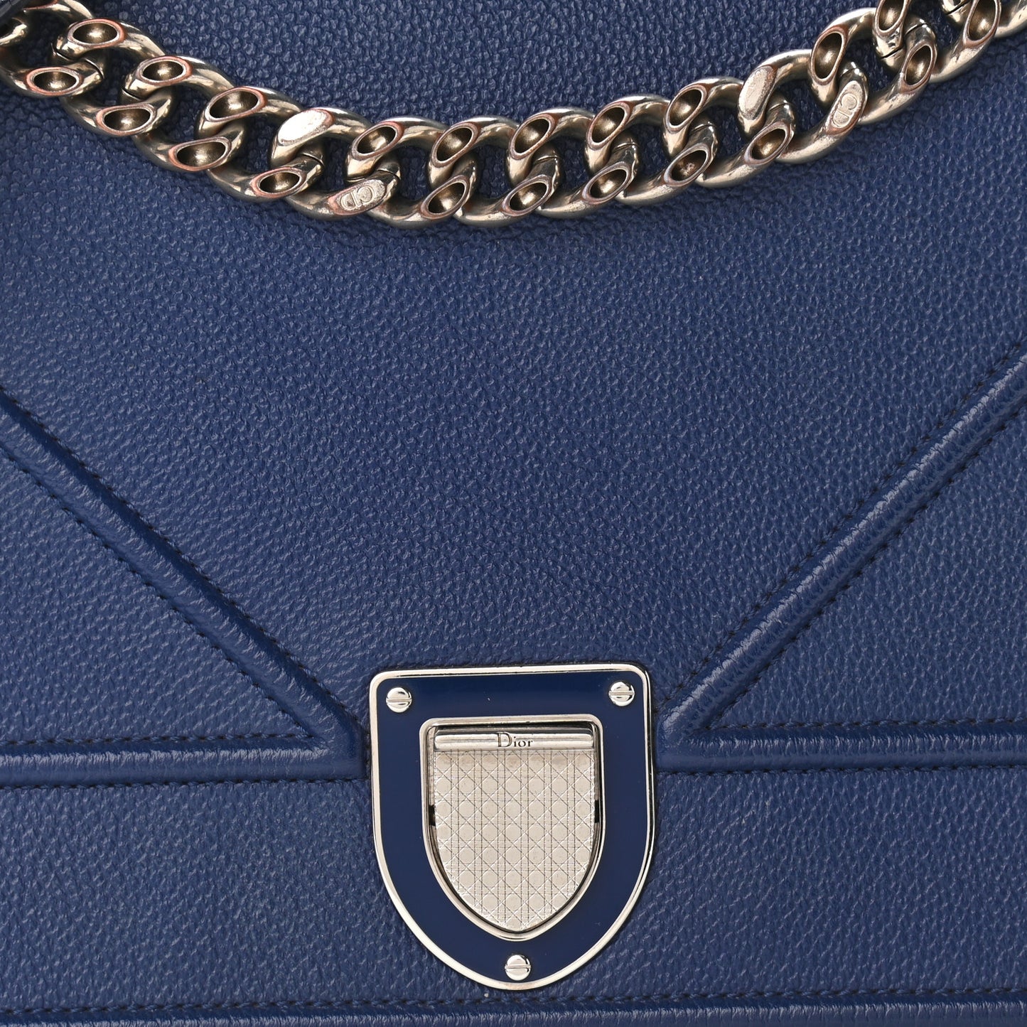 Grained Calfskin Medium Diorama Flap Bag Blue
