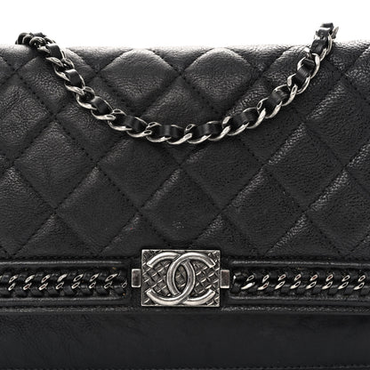 Chanel Calfskin Quilted Chain Around Boy Wallet On Chain WOC Black 9 of 11