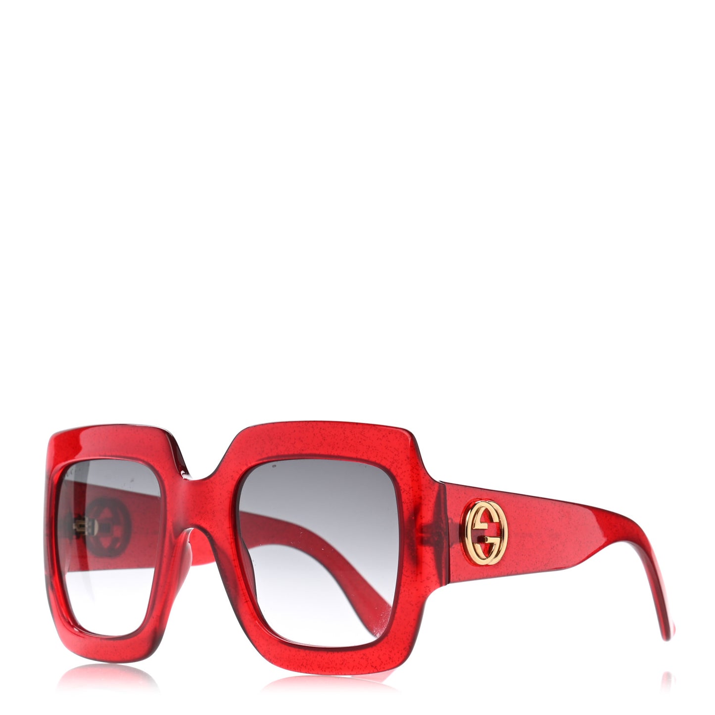 Acetate Square Frame Sunglasses GG0053S Glitter Red