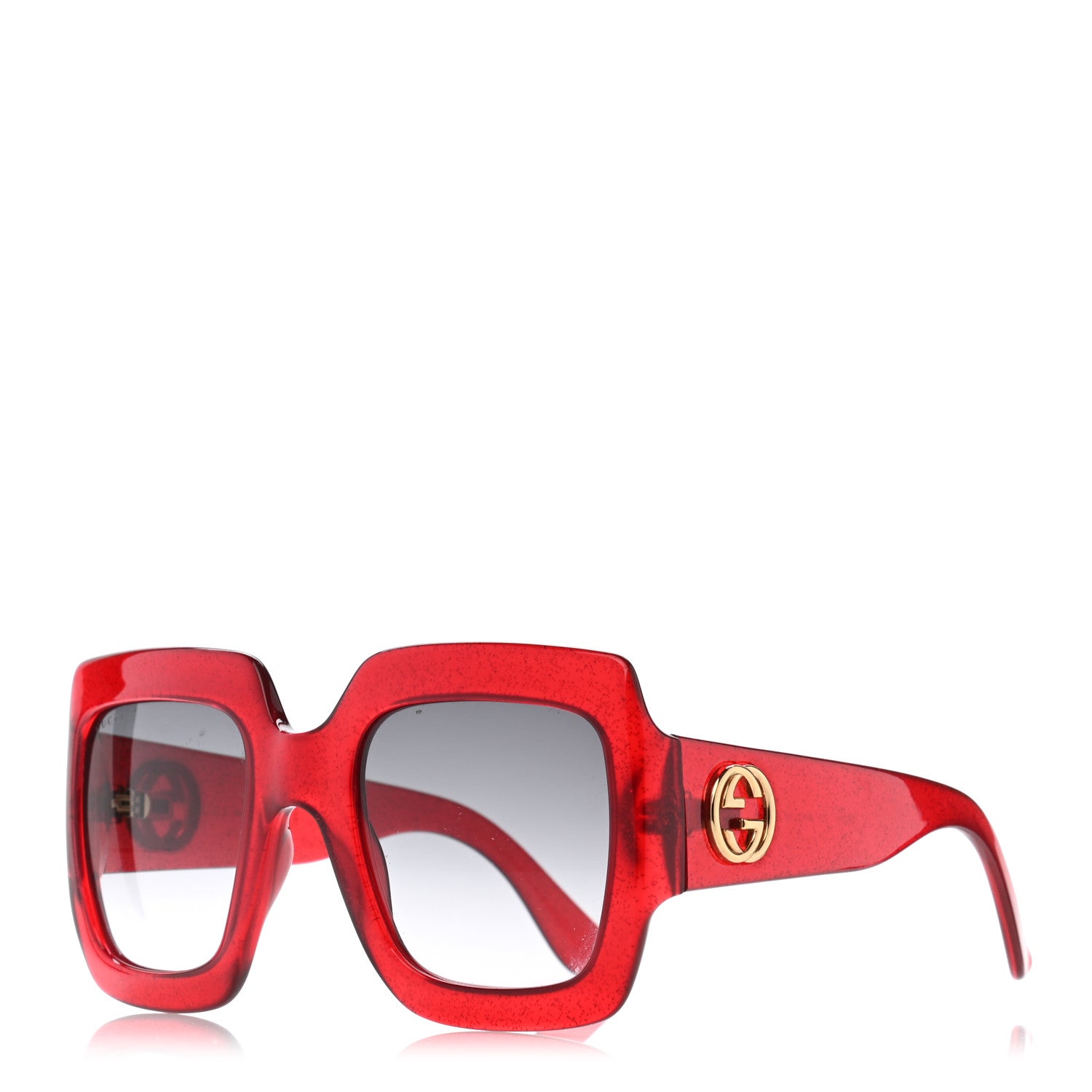Gucci Acetate Square Frame Sunglasses GG0053S Glitter Red 1 of 11