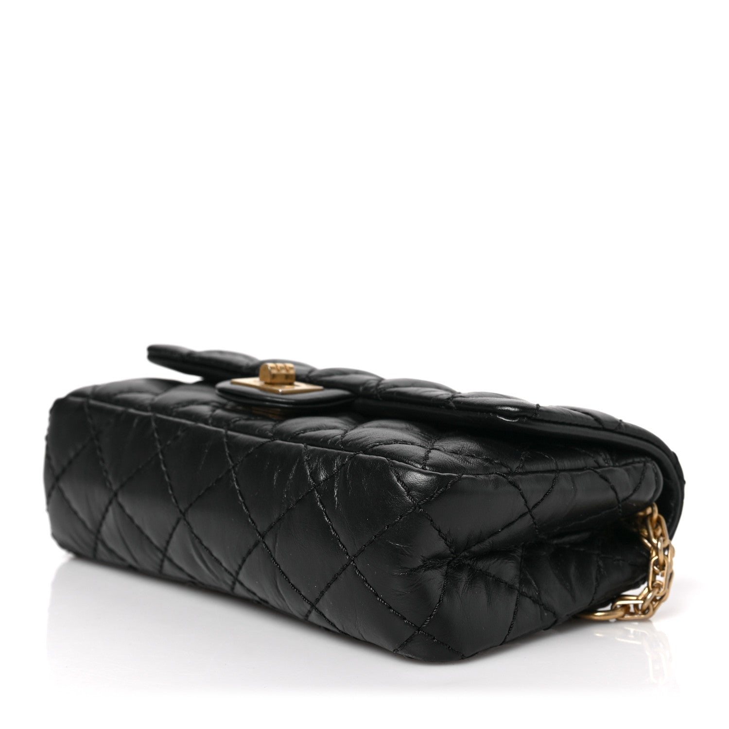 Chanel Aged Calfskin Quilted 2.55 Reissue Chain Waist Bag Black 8 of 8