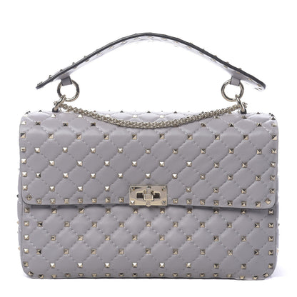 Valentino Garavani Nappa Large Rockstud Spike Shoulder Bag Pastel Grey 1 of 9