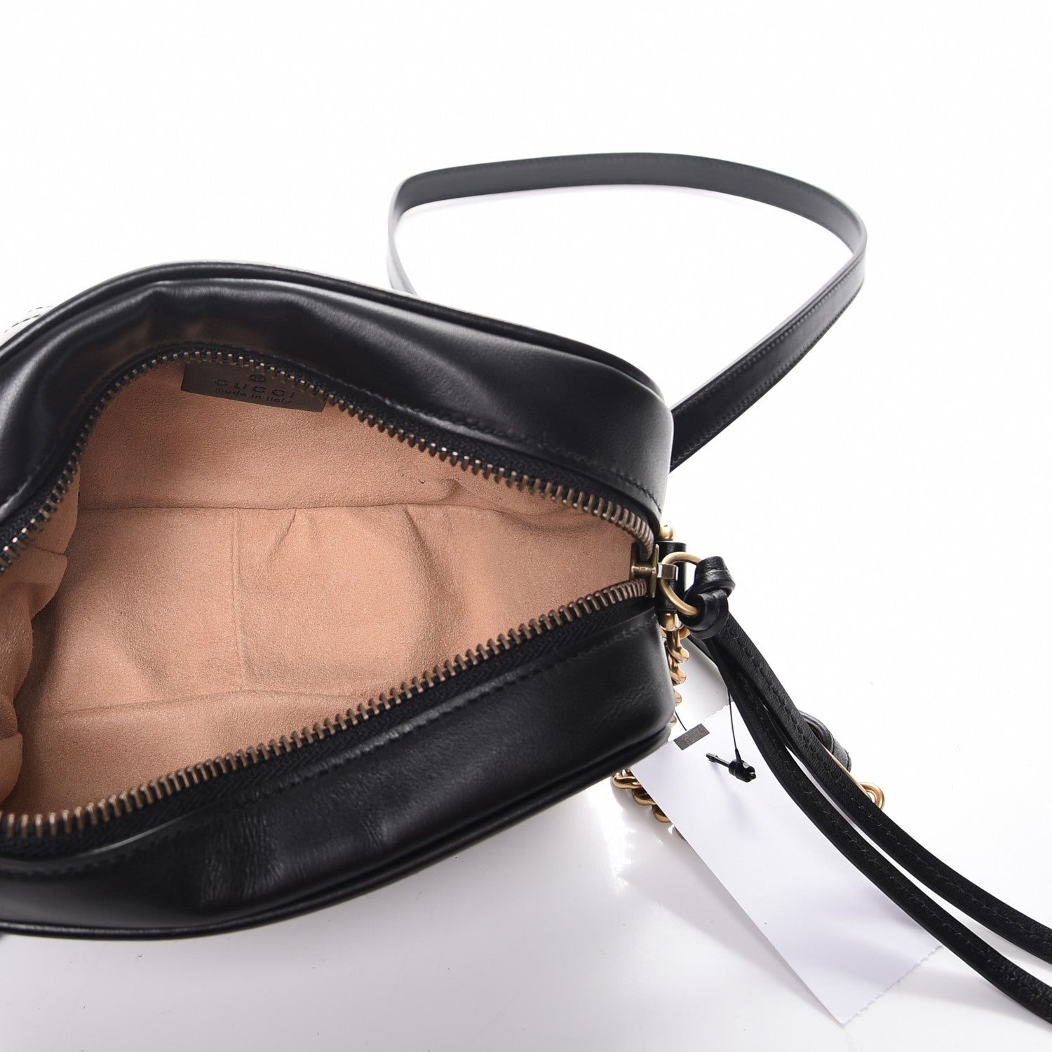 Gucci Calfskin Matelasse Mini GG Marmont Chain Shoulder Bag Black 5 of 7