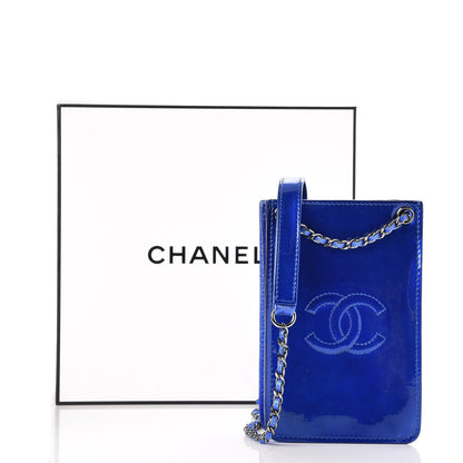 Chanel Metallic Patent Crossbody CC Phone Holder Blue 9 of 9