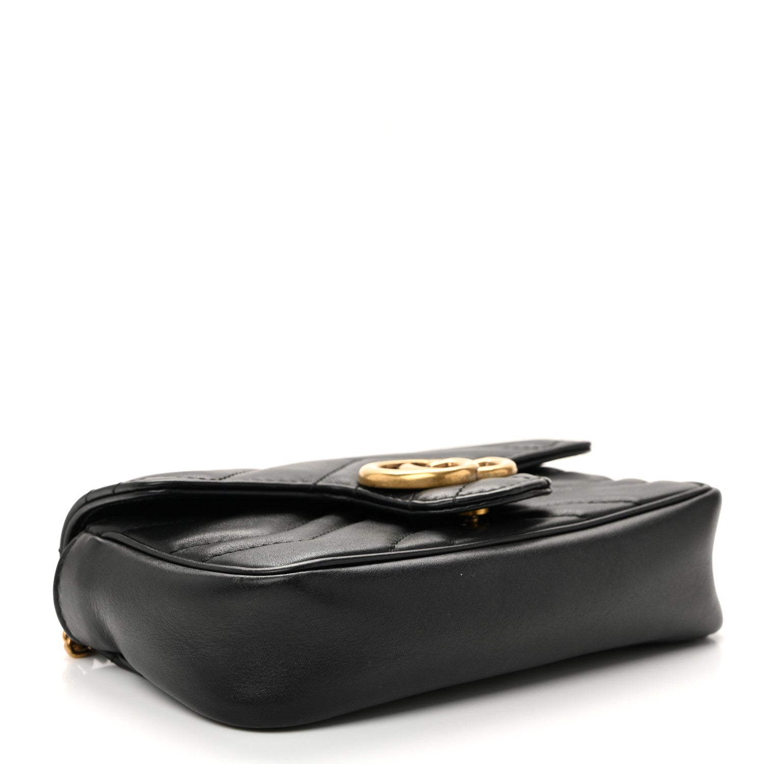 Gucci Calfskin Matelasse Super Mini GG Marmont Shoulder Bag Black 4 of 10