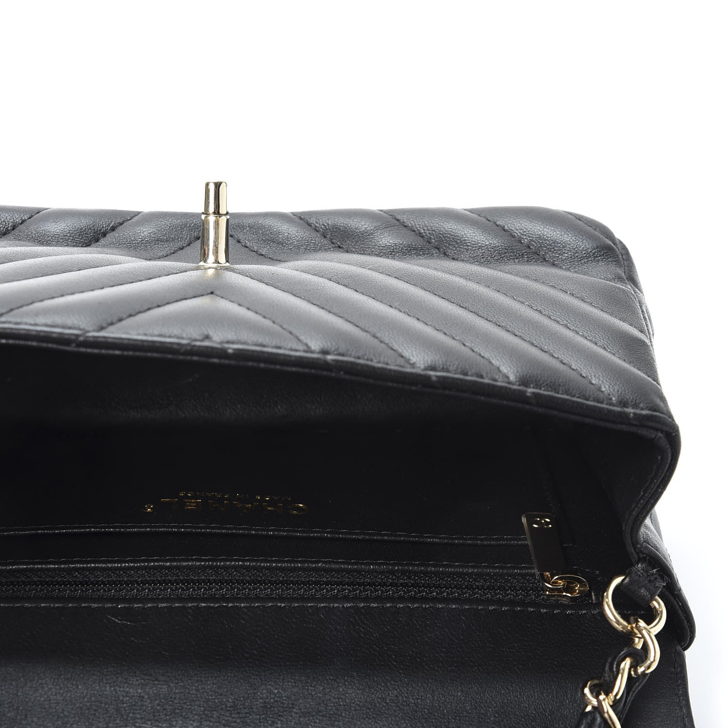 Chanel Lambskin Chevron Quilted Mini Rectangular Flap Black 4 of 10