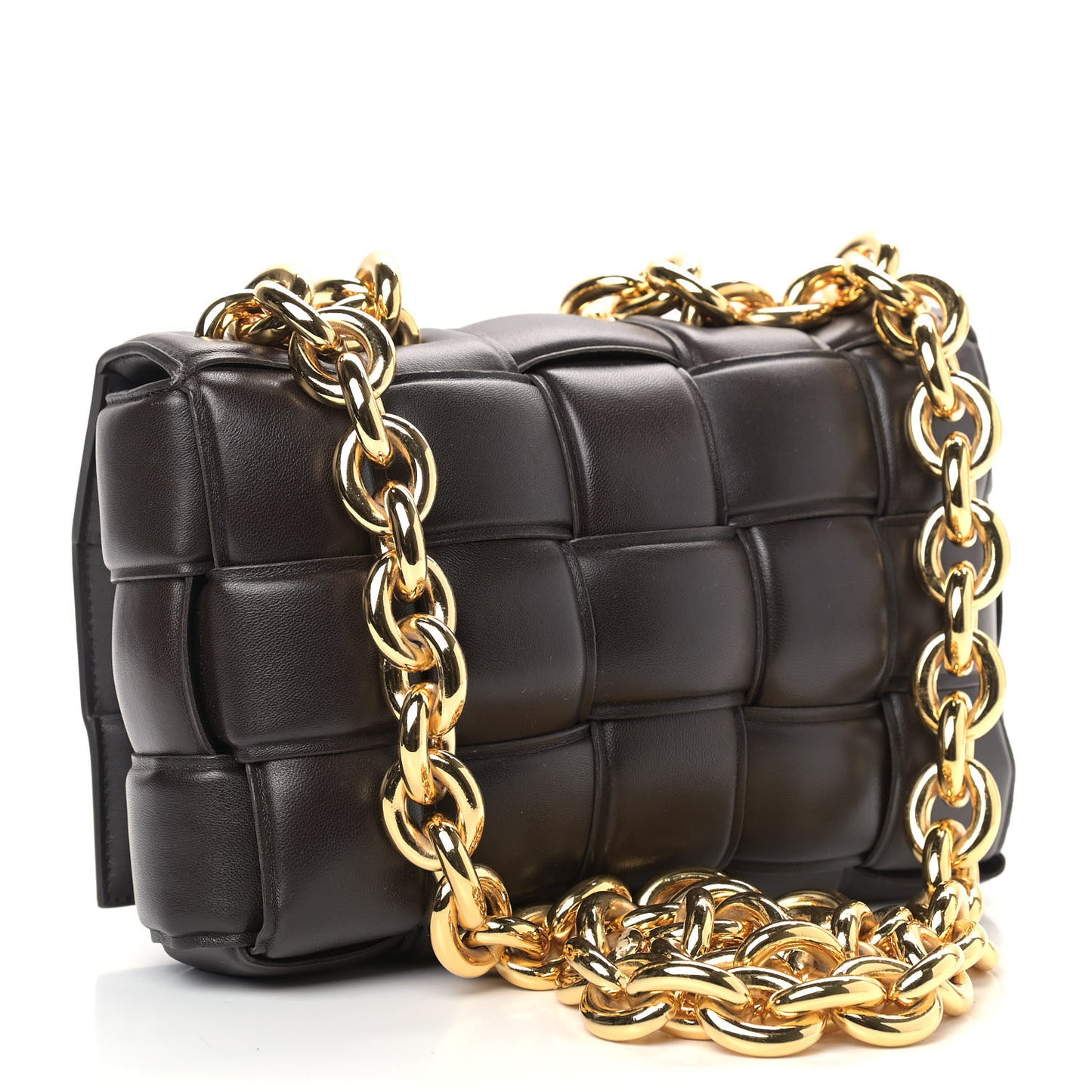 Lambskin Maxi Intreccio Padded Chain Cassette Crossbody Bag Black