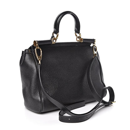 Dolce & Gabbana Grained Deerskin Medium Miss Sicily Satchel Black 3 of 15