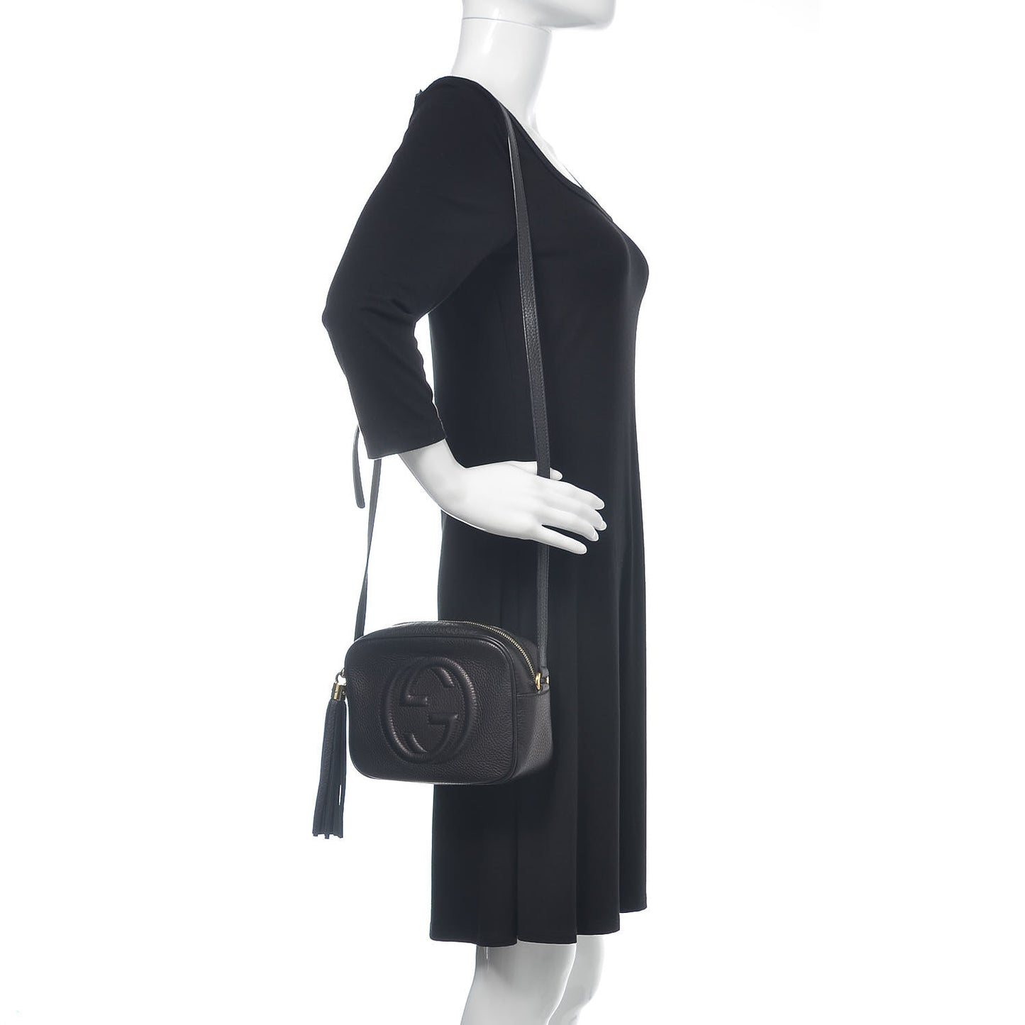 Pebbled Calfskin Small Soho Disco Bag Black