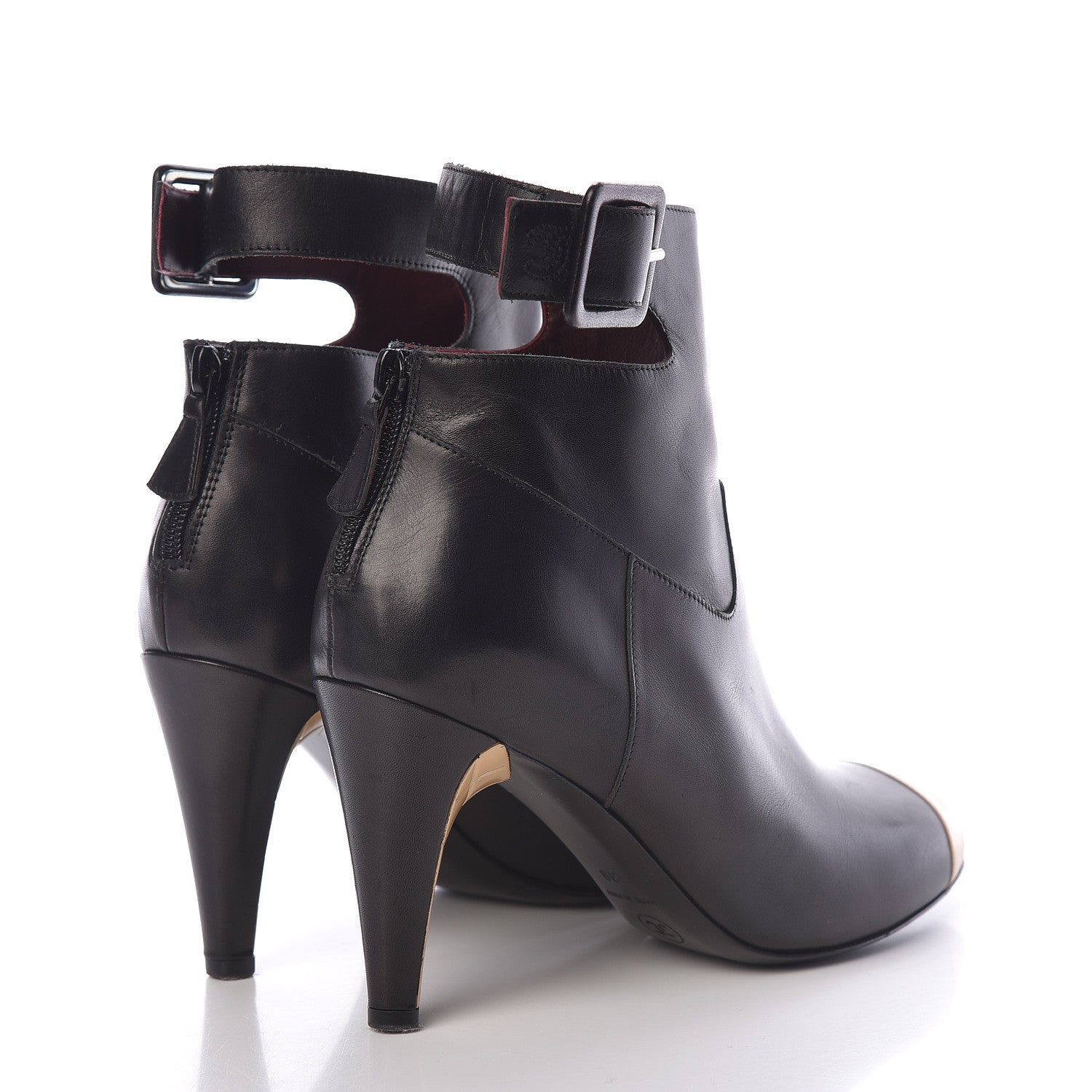 Chanel Lambskin Cap Toe Short Boots 39 Black 4 of 13