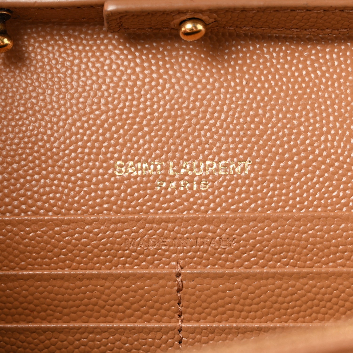 Saint Laurent Grain De Poudre Matelasse Chevron Monogram Chain Wallet Natural Dark 6 of 12