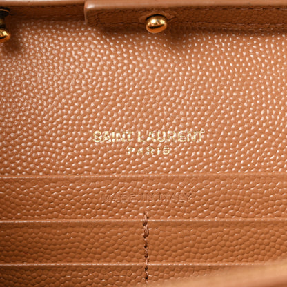 Saint Laurent Grain De Poudre Matelasse Chevron Monogram Chain Wallet Natural Dark 6 of 12