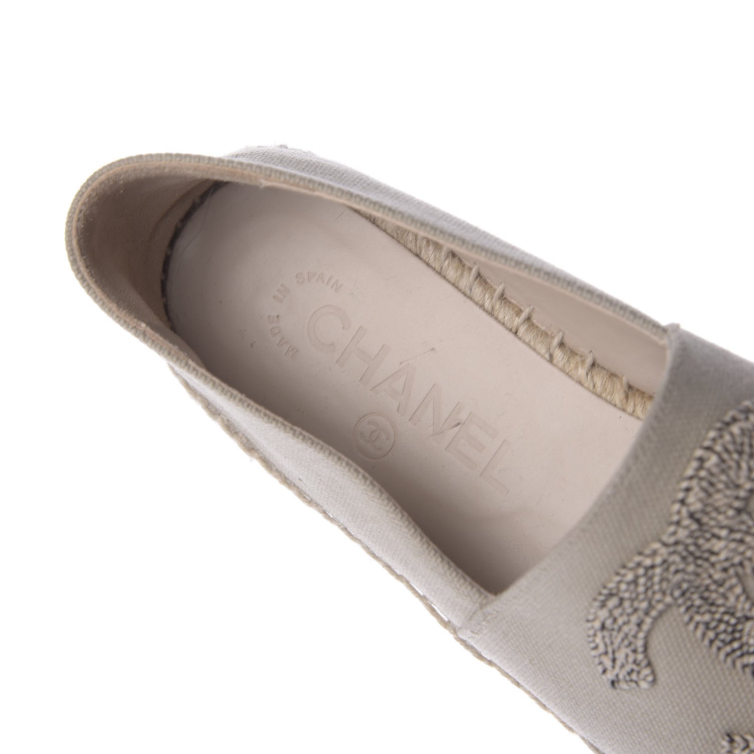 Chanel Canvas Grosgrain CC Espadrilles 35 Beige Black 8 of 11