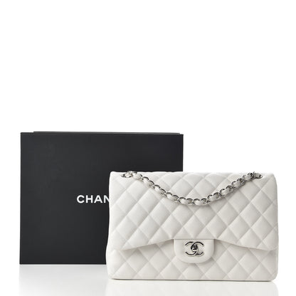 Chanel Caviar Quilted Jumbo Double Flap White 10 of 10