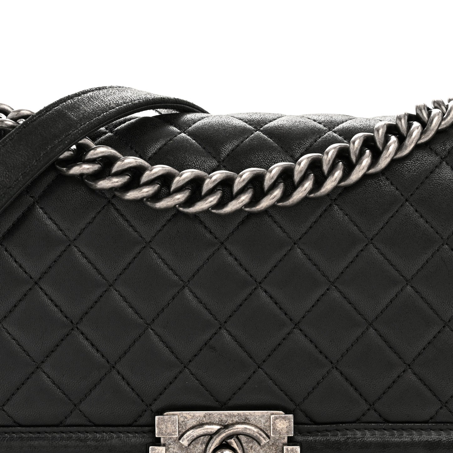 Lambskin Quilted Medium Boy Flap Black