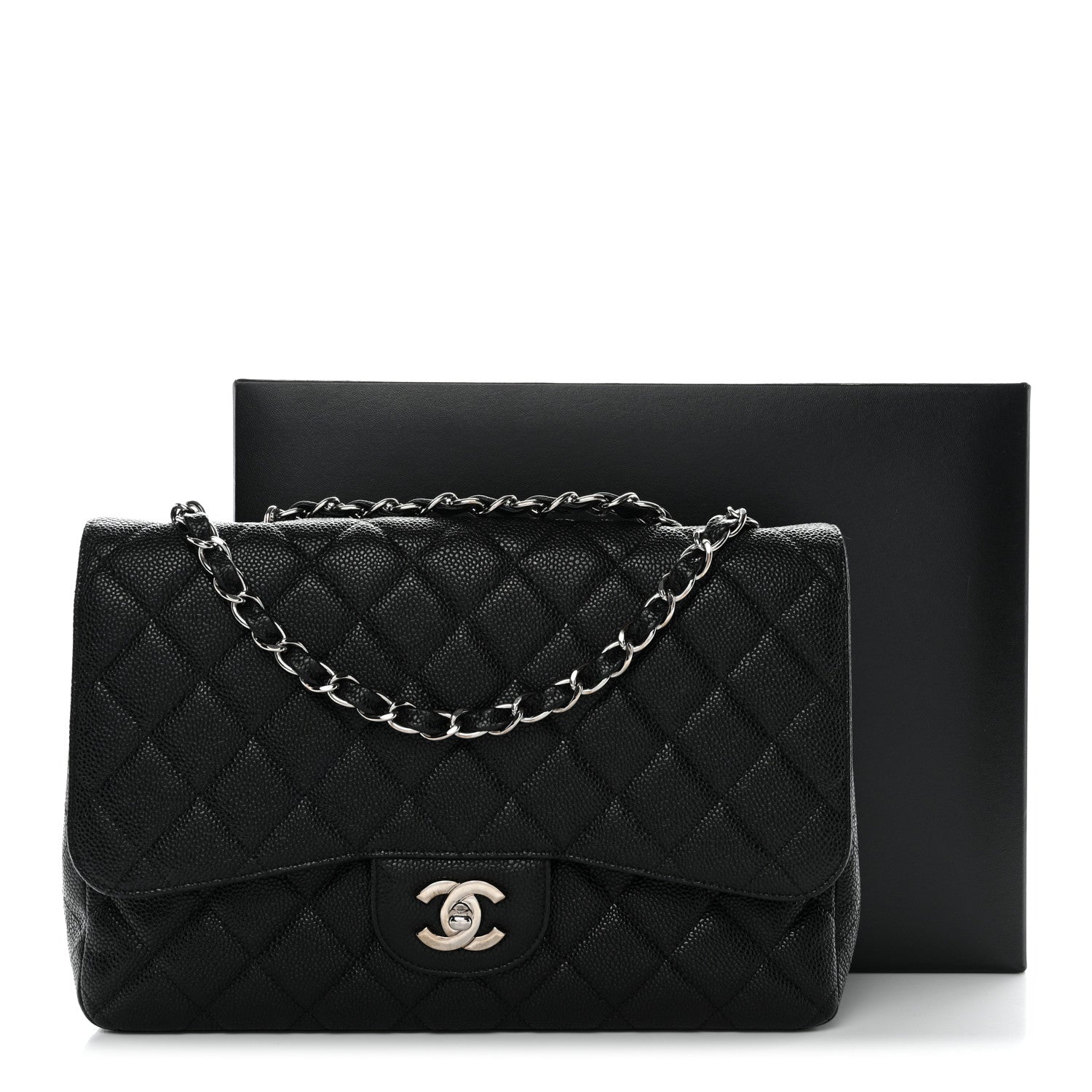 Chanel Caviar Quilted Jumbo Single Flap Black Black 29 of 31