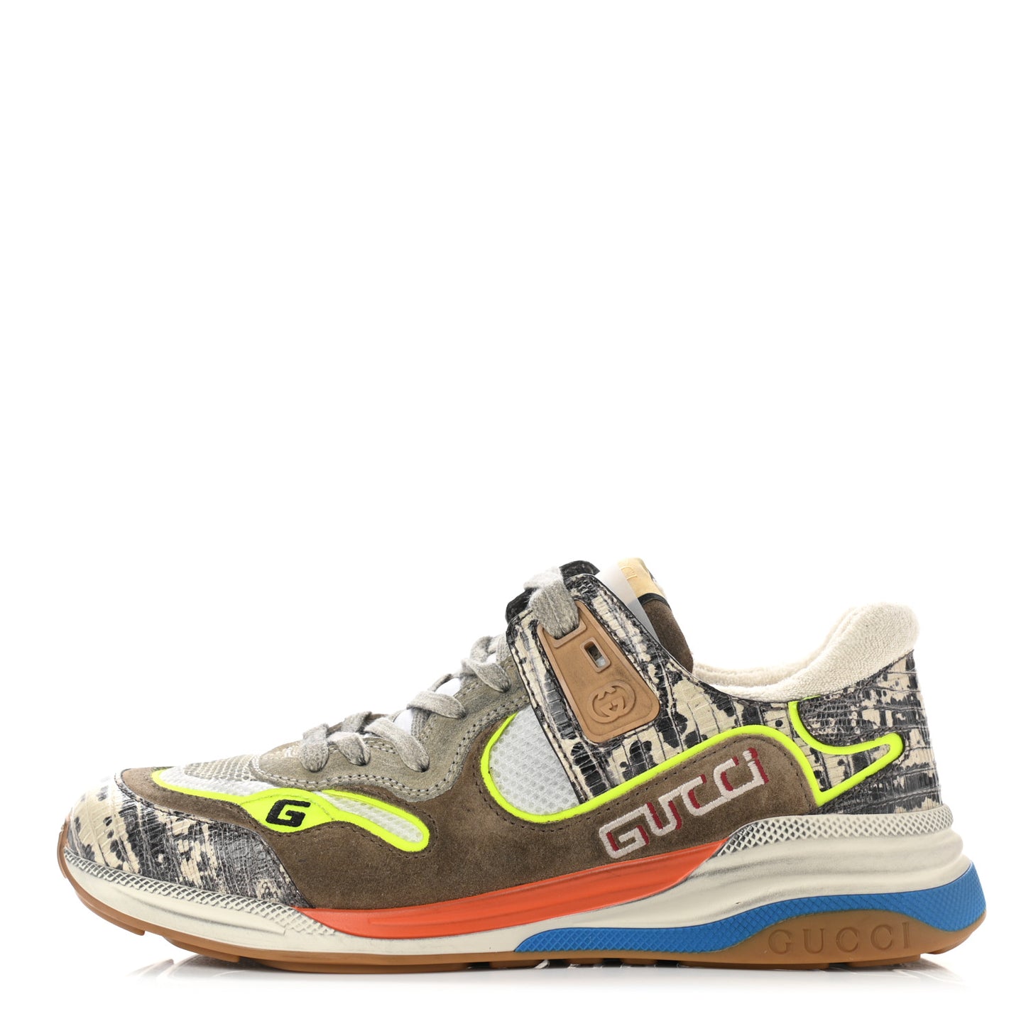 Suede Calfskin Tejus Printed Womens Ultrapace Sneakers 37.5 Natural Ardesia Neon Yellow