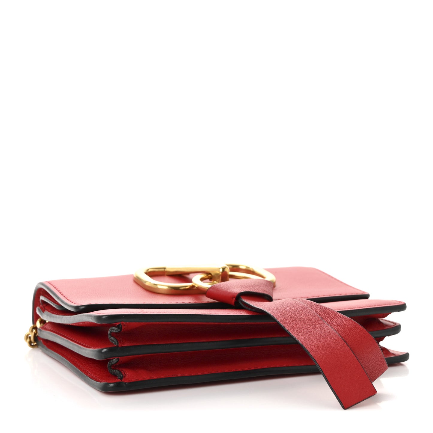 Smooth Calfskin Mini VRing Crossbody Bag Rouge Pur