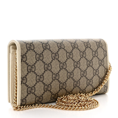 Gucci GG Supreme Monogram Azalea Calfskin Horsebit 1955 Wallet On Chain Beige Ebony Mystic White 3 of 11