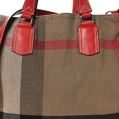 Burberry Canvas Mega Check Medium Tottenham Brit Tote Cadmium Red 7 of 9