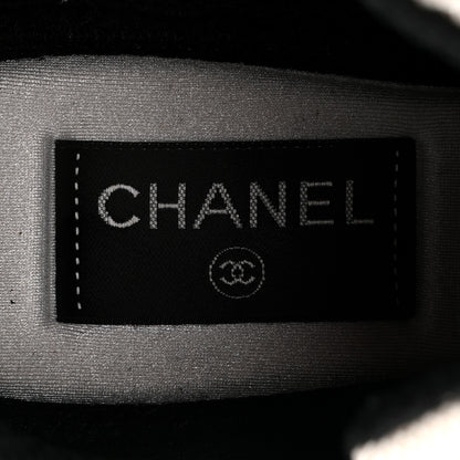 Chanel Mesh Suede Calfskin Grained Calfskin Womens CC Sneakers 38.5 White Black Pink 7 of 11