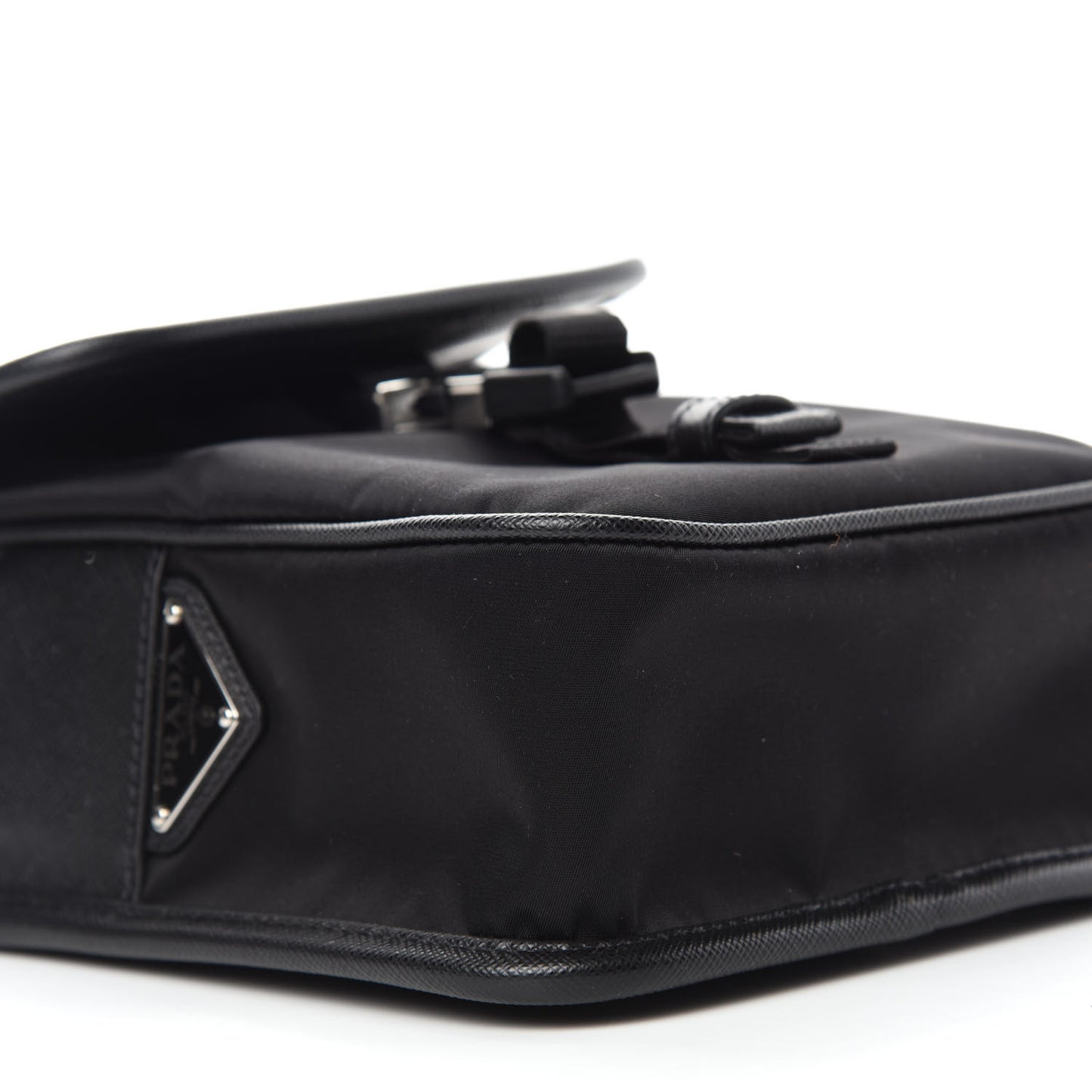 Tessuto Nylon Saffiano Logo Messenger Bag Black