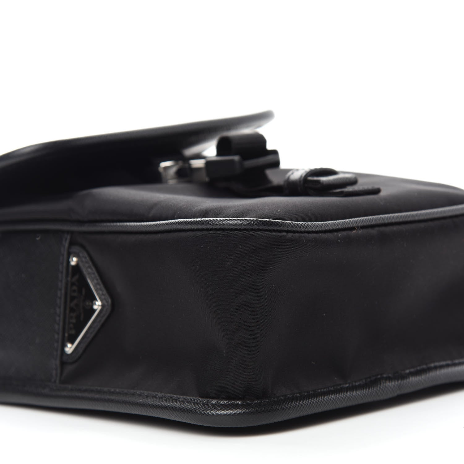 Prada Tessuto Nylon Saffiano Logo Messenger Bag Black 8 of 10