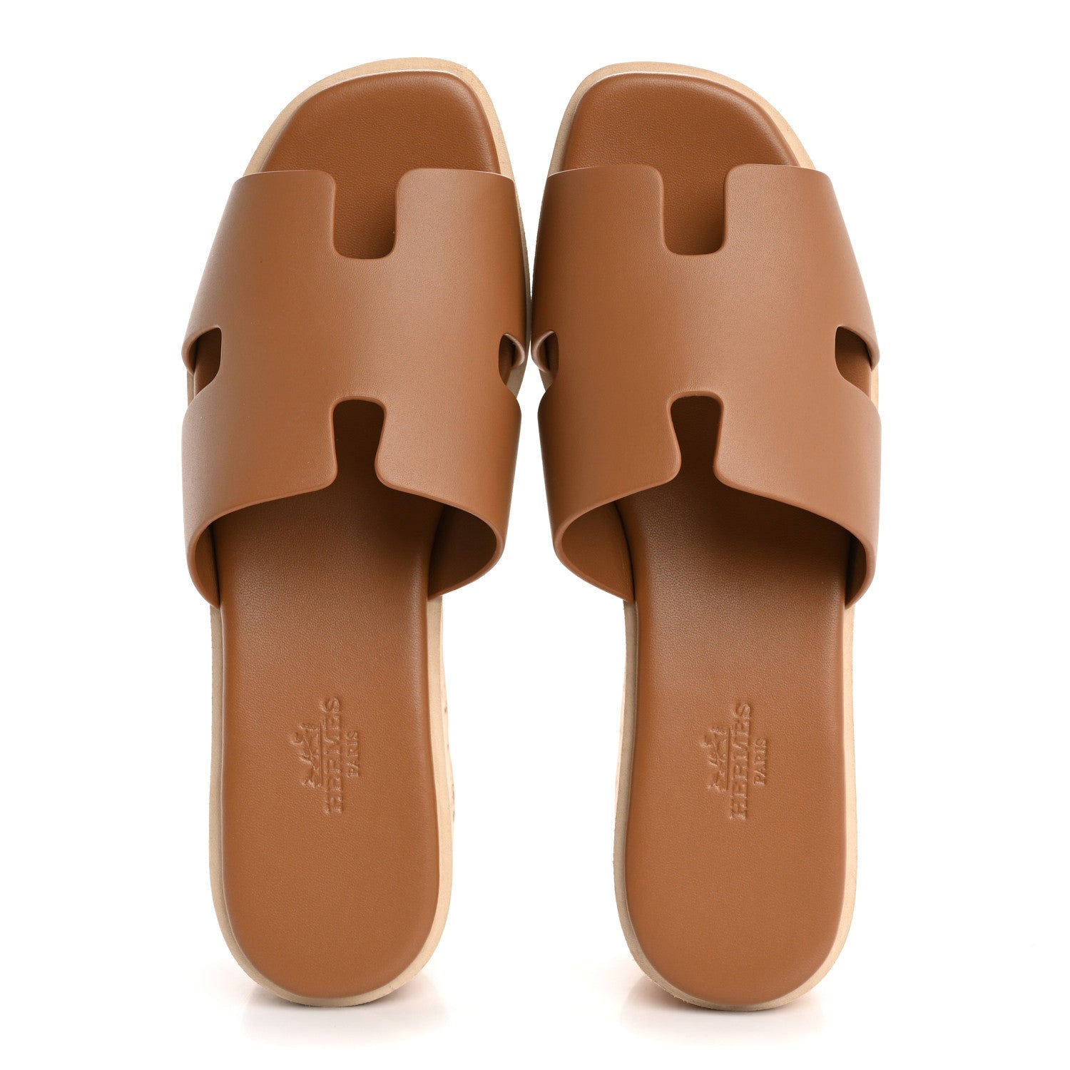Hermes Calfskin Cork Eze 30 Sandals 37 Marron Glaise 2 of 10