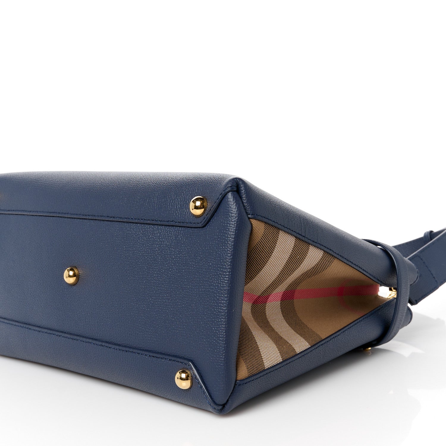 Burberry Derby Calfskin Vintage Check Medium Banner Tote Regency Blue 11 of 11