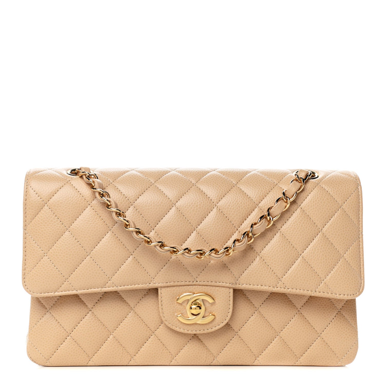 Chanel Caviar Quilted Medium Double Flap Beige 1 of 11