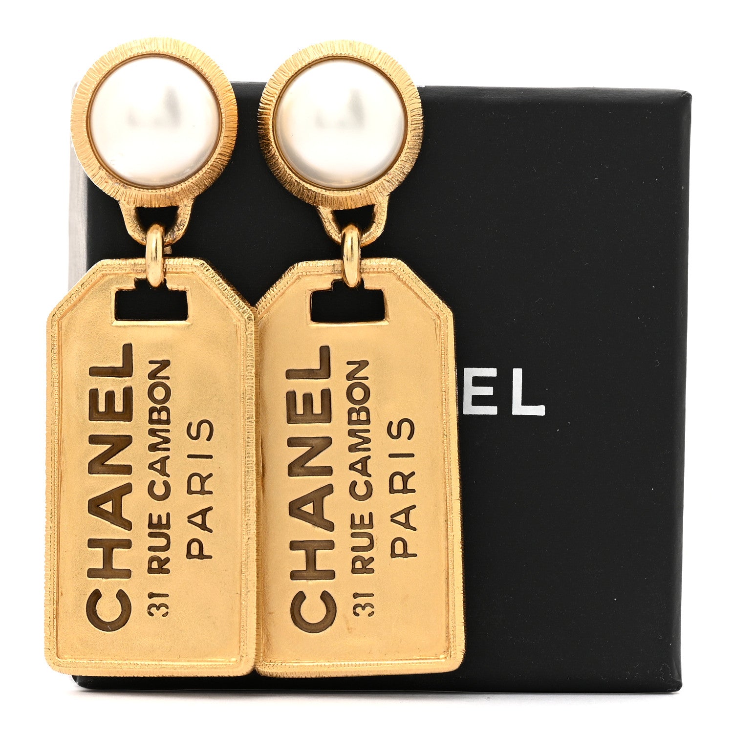 Chanel Pearl CC Tags Drop Earrings Gold 6 of 6