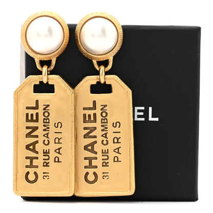 Chanel Pearl CC Tags Drop Earrings Gold 6 of 6