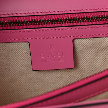 Gucci Knight Calfskin Malaga Kid Heart Medium GG Marmont Chain Handle Bag Tropical Pink Flower Hibiscus Red Multicolor 6 of 11