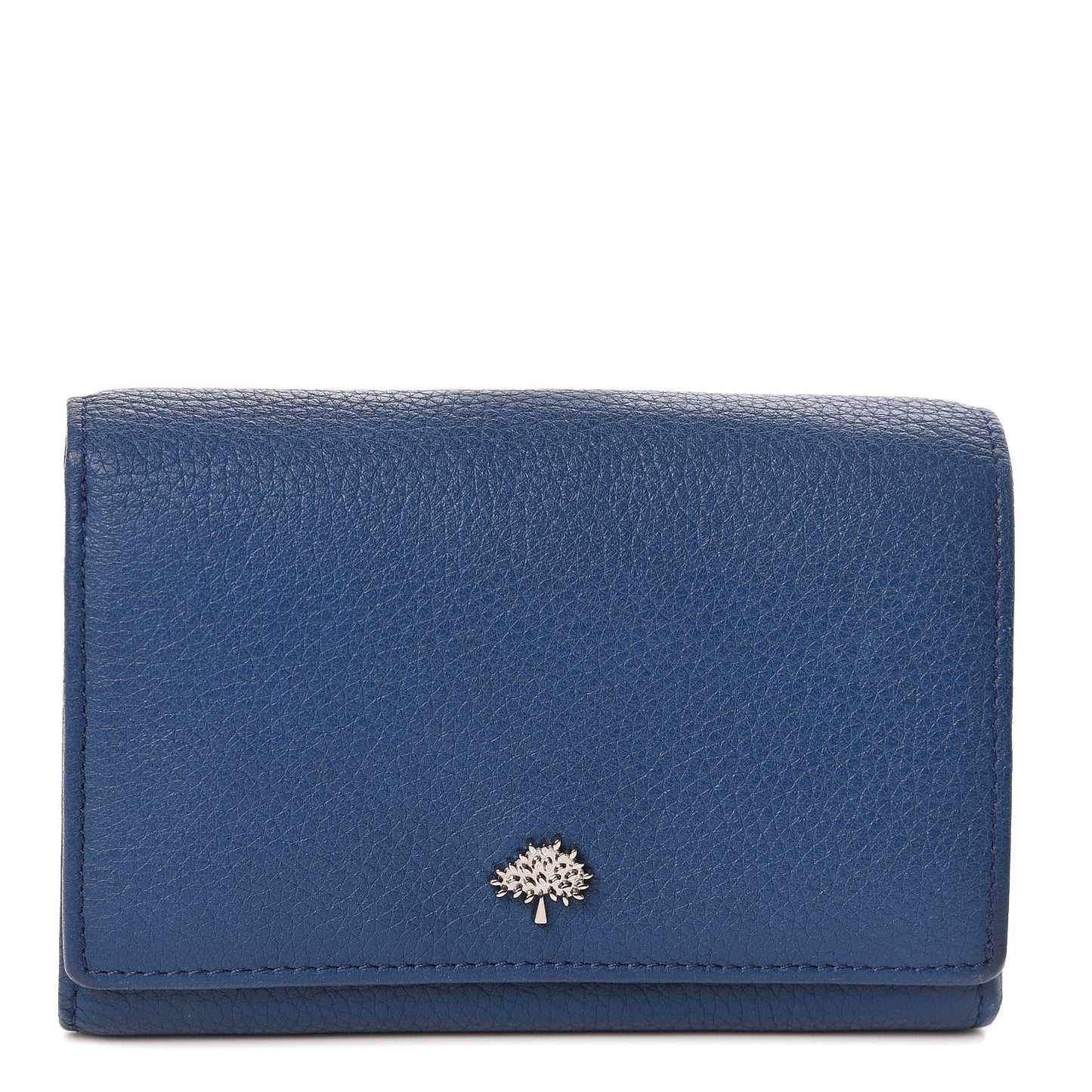 Glossy Goatskin Tree French Purse Wallet Blue