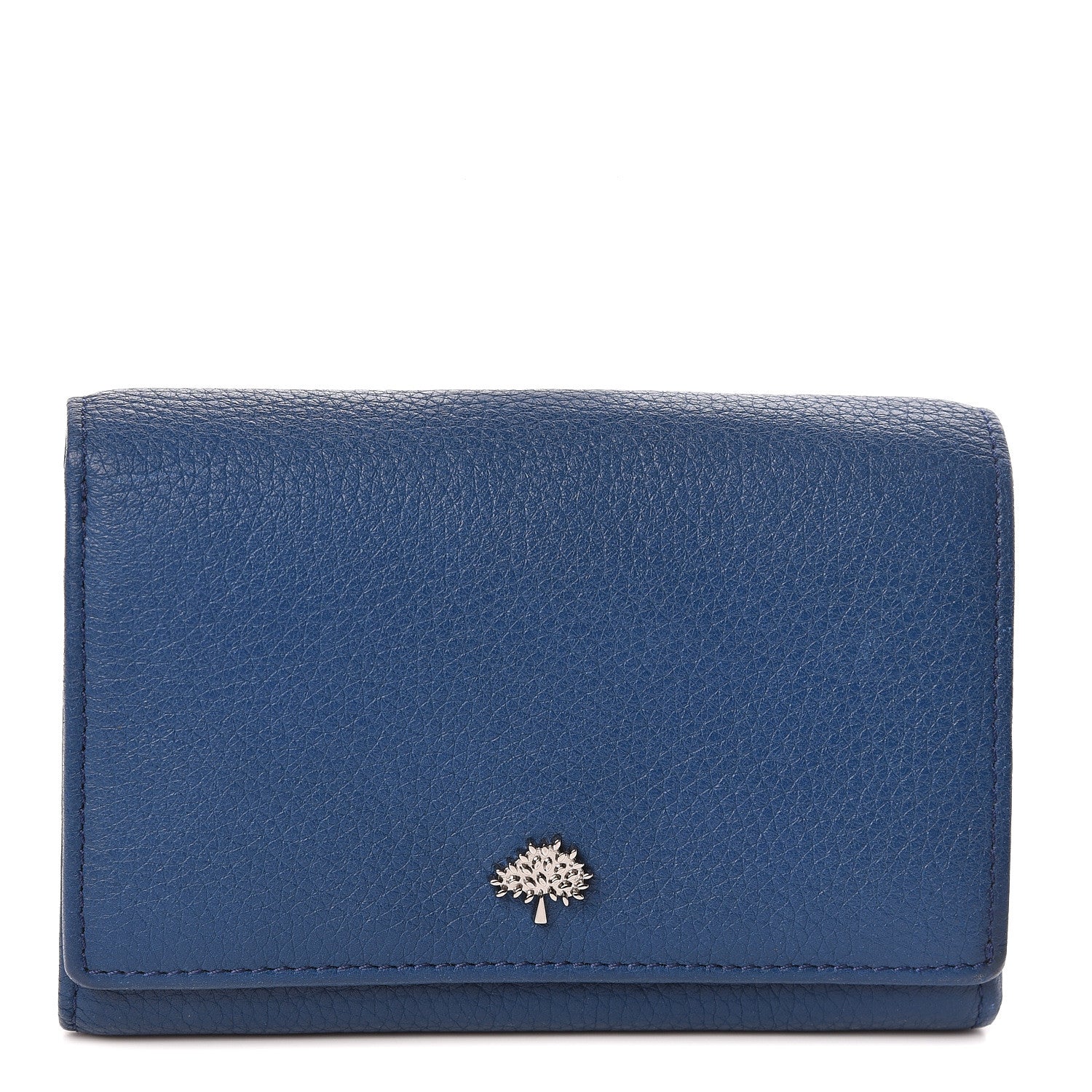 Mulberry Glossy Goatskin Tree French Purse Wallet Blue 1 of 6