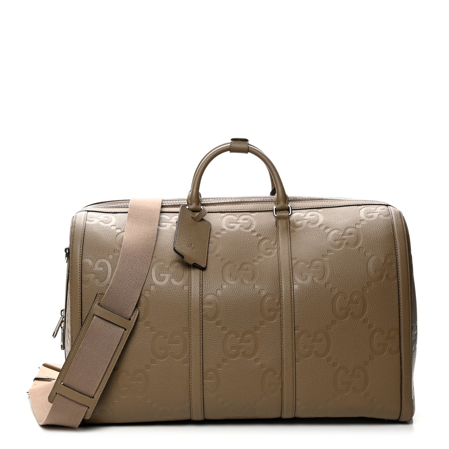 Piuma Calfskin Jumbo GG Embossed Large Duffle Bag Good Taupe