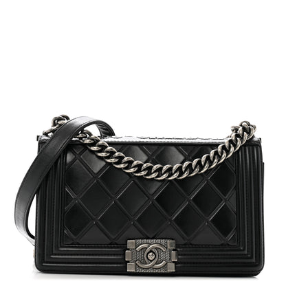Chanel Calfskin Embossed Medium Paris Salzburg Boy Flap Black 1 of 11