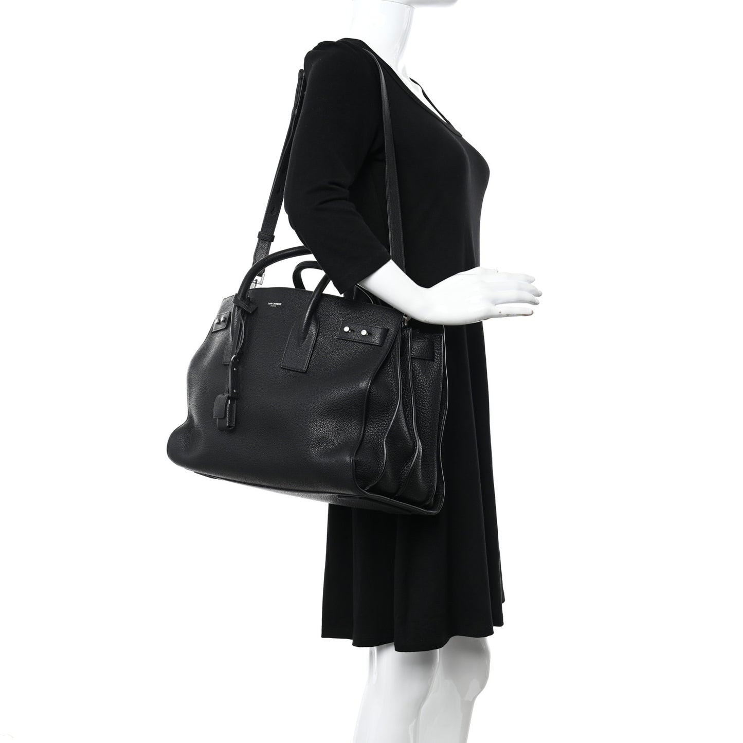 Grained Calfskin Medium Souple Sac De Jour Black
