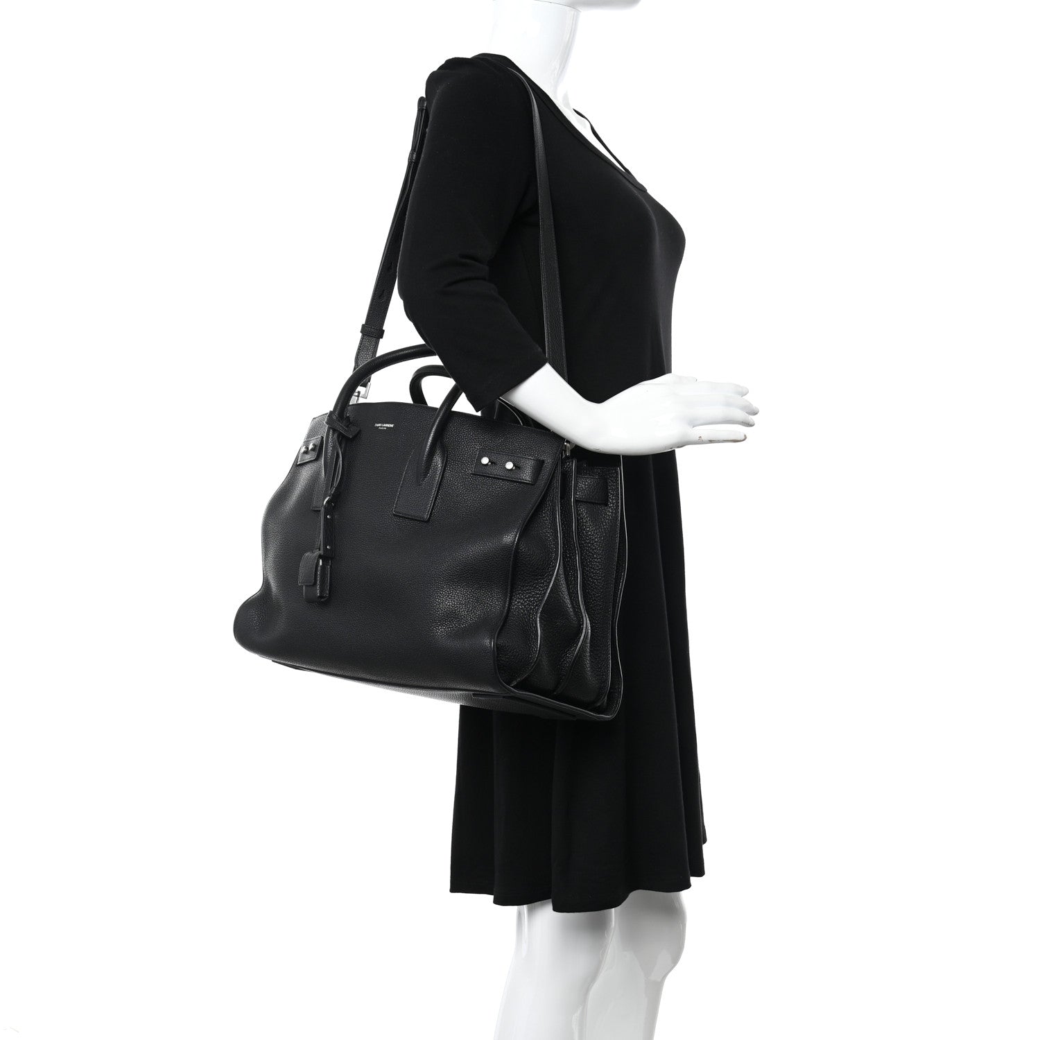 Saint Laurent Grained Calfskin Medium Souple Sac De Jour Black 2 of 10