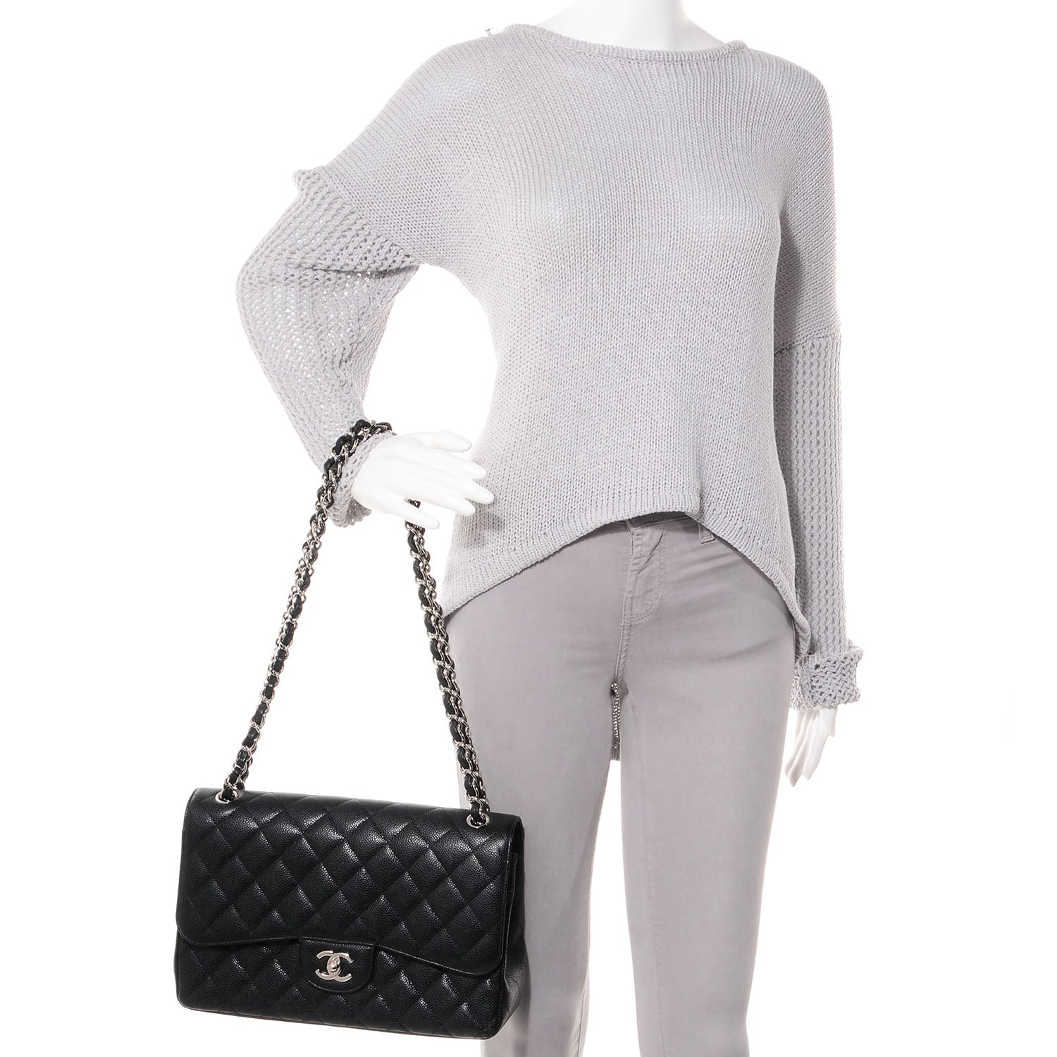Chanel Caviar Quilted Jumbo Double Flap Black 2 of 9