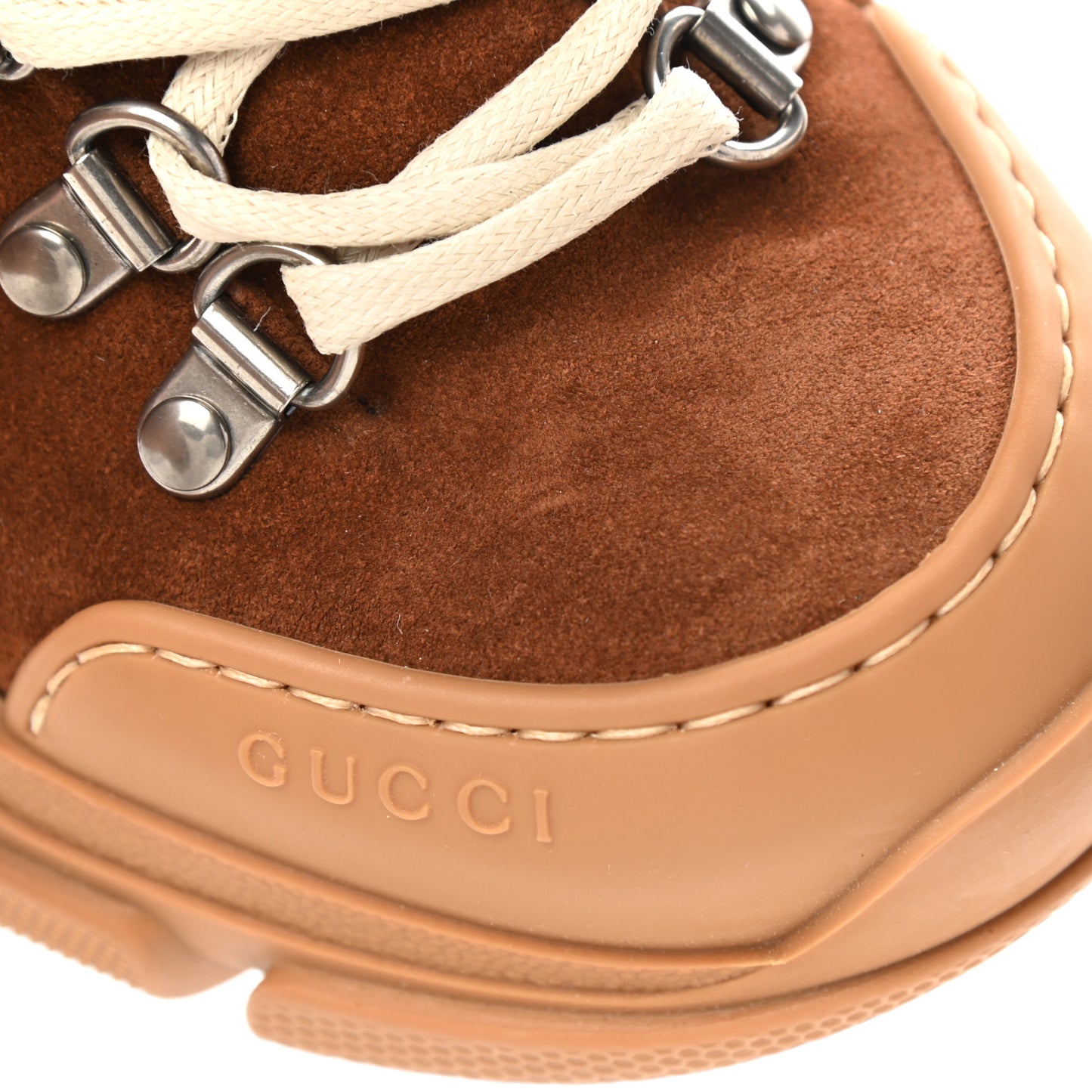 X SEGA Suede Calfskin GG Monogram Womens Flashtrek High-Top Sneakers 37 New Cuir Beige Ruggine