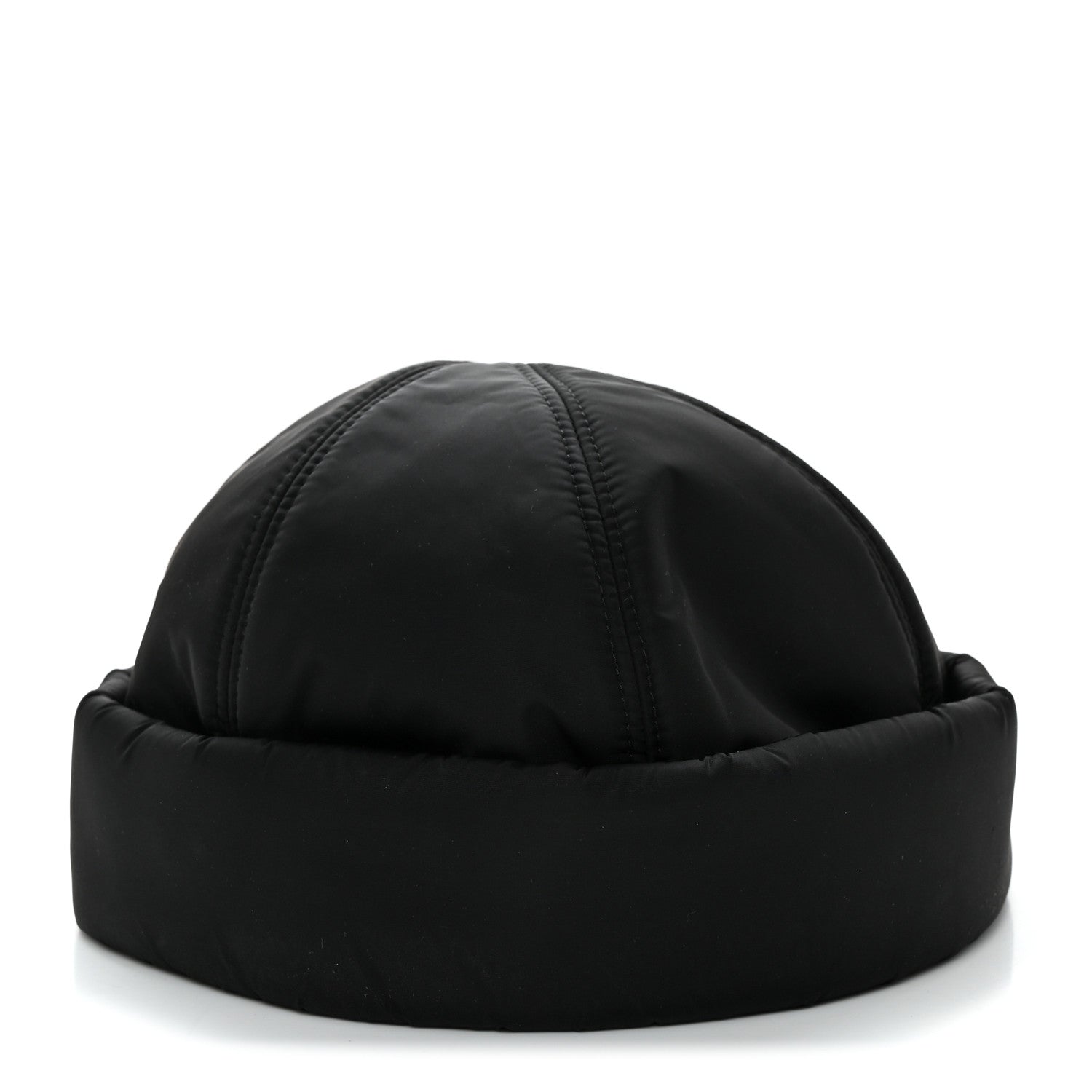 Prada Re-Nylon Padded Metal Triangle Logo Mens Beanie L Black 1 of 9