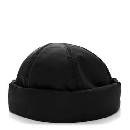 Prada Re-Nylon Padded Metal Triangle Logo Mens Beanie L Black 1 of 9