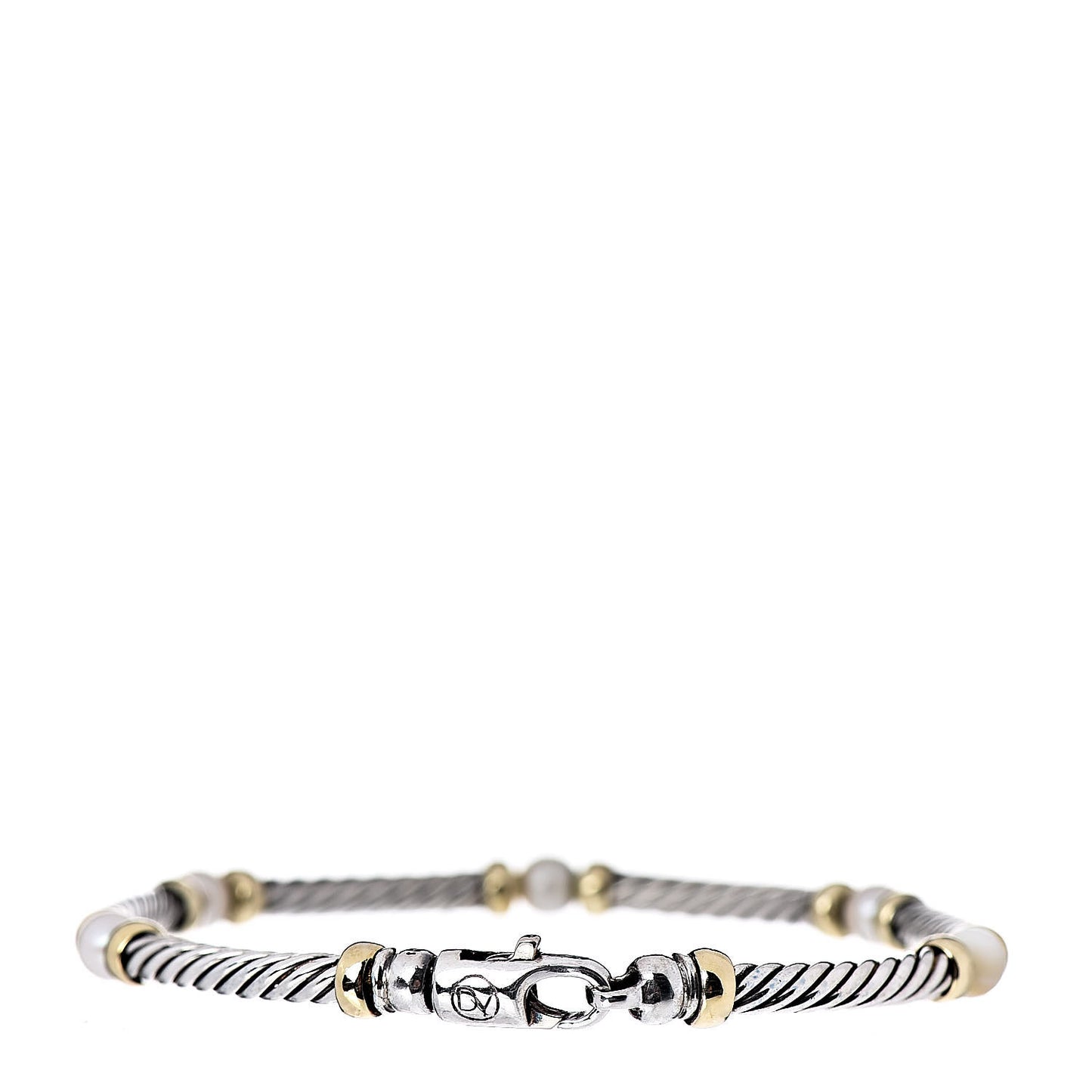 Sterling Silver 18K Yellow Gold Pearl Metro Cable Bracelet