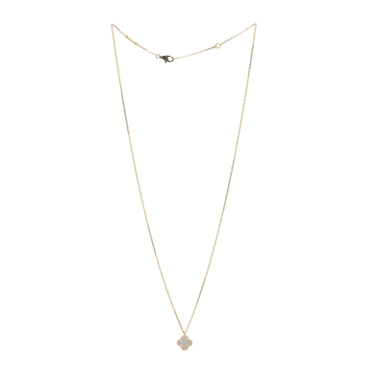 Van Cleef & Arpels 18K Yellow Gold Mother of Pearl Sweet Alhambra Pendant Necklace 2 of 5