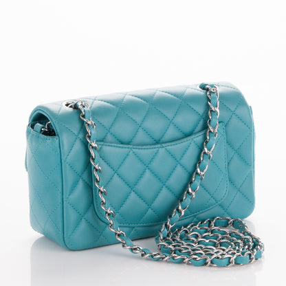 Chanel Lambskin Quilted Mini Rectangular Flap Turquoise 3 of 7
