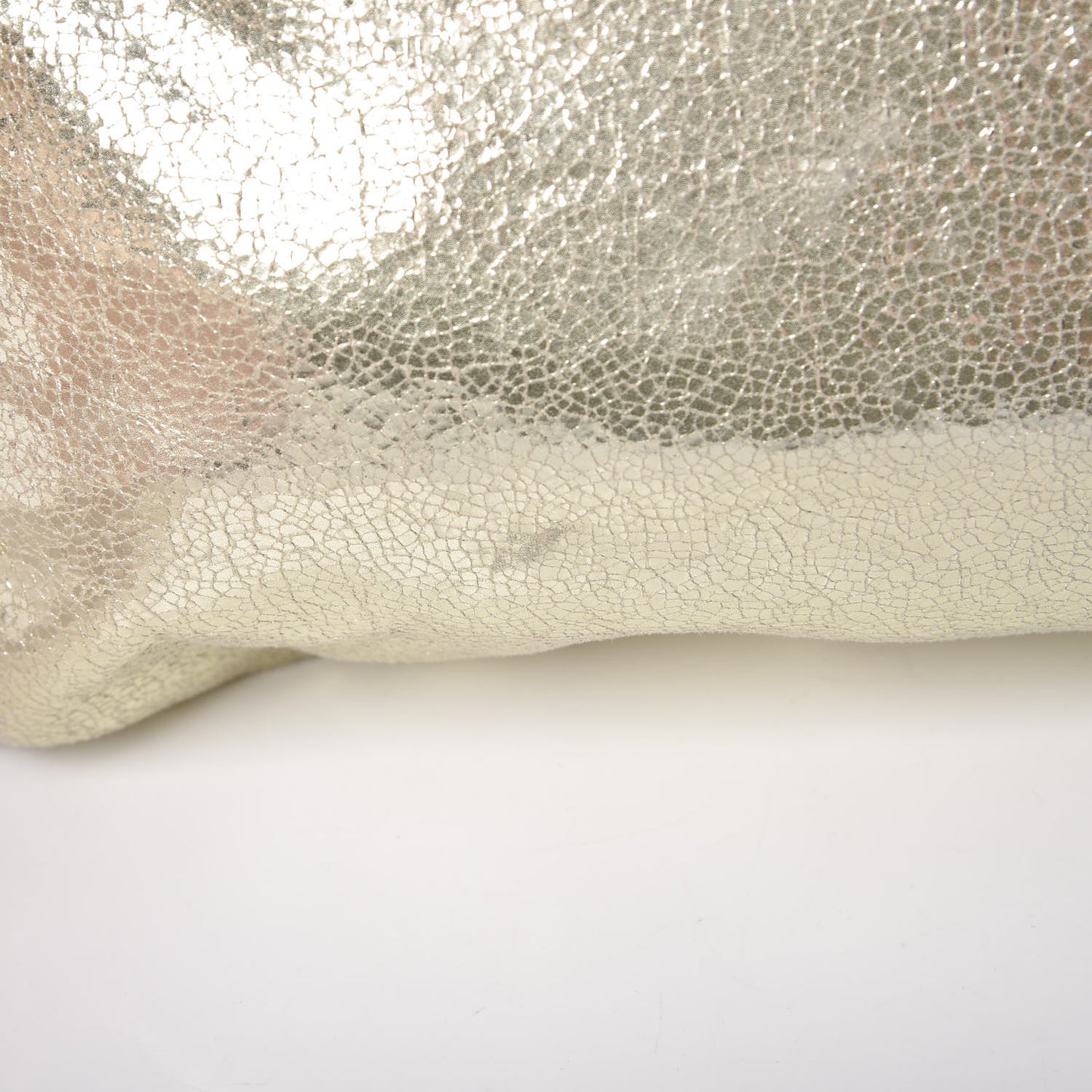 Metallic Crackle Shaggy Deer Falabella Fold Over Tote Gold