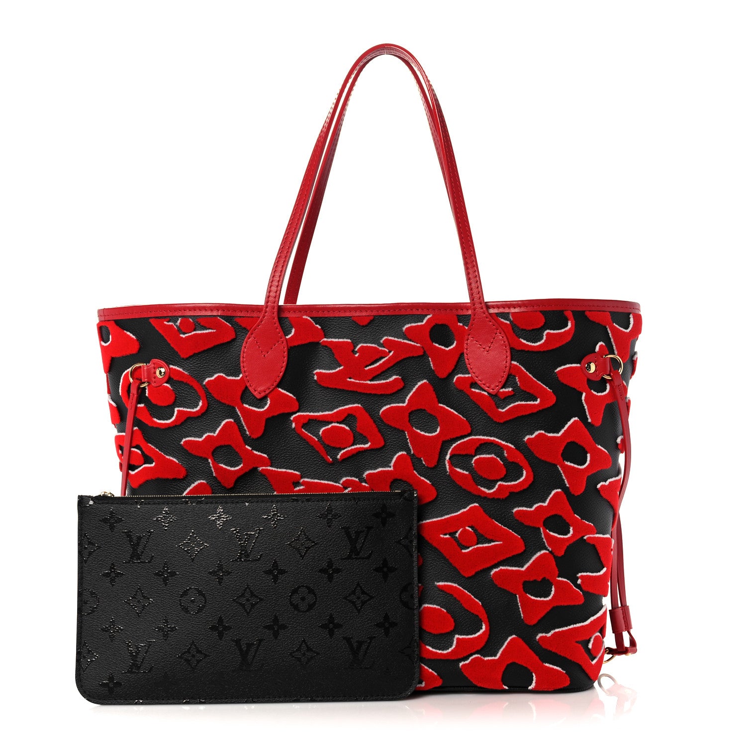 Louis Vuitton X UF Tufted Monogram Neverfull MM Black Red 1 of 11