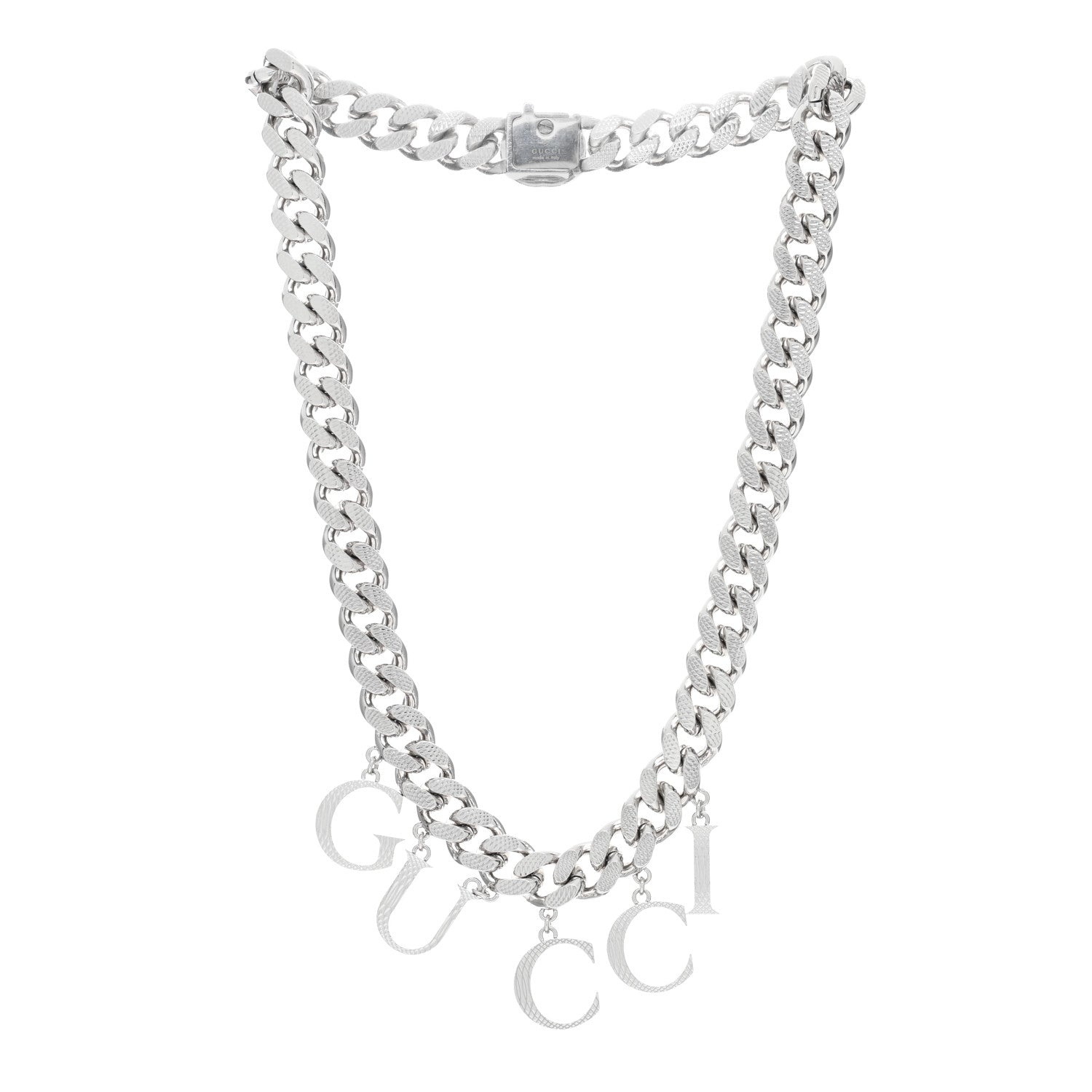 Gucci Palladium Script Logo Interlocking Chain Necklace 3 of 5